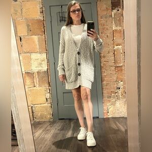Free People Light Gray Cardigan Sweater